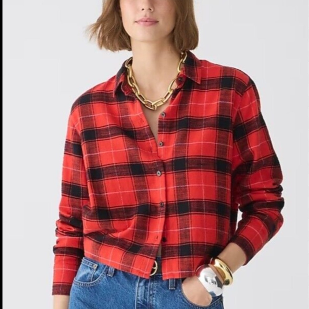 J. Crew Red and Black Checkered Button Down Shirt